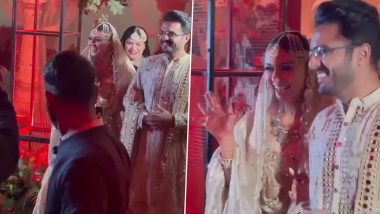 Hansika Motwani Wedding: Bride-To-Be Is All Smiles With Fiancé Sohael Khaturiya As They Make a Grand Entry for Their Pre-Wedding Festivity (Watch Video)